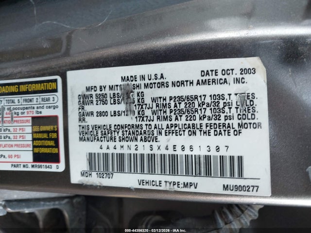 2004 MITSUBISHI ENDEAVOR 4A4MN21SX4E061307 Photo 8