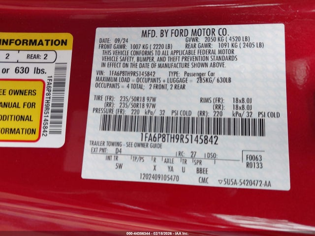 2024 FORD MUSTANG 1FA6P8TH9R5145842 Photo 8