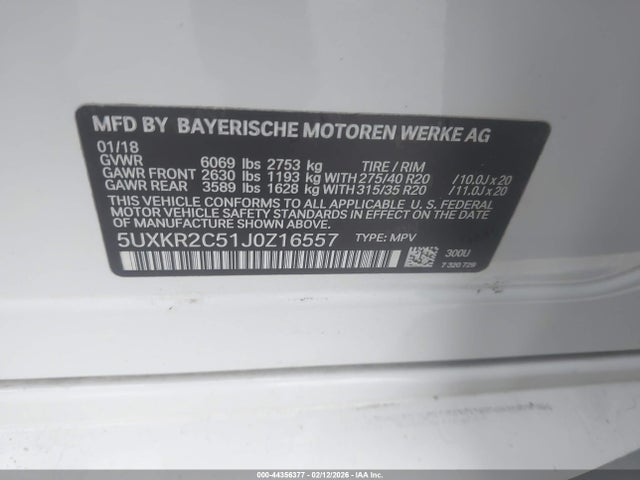Aukcja sprzedaży 2018 Bmw X5 Sdrive35i, vin: 5UXKR2C51J0Z16557, numer aukcji: 44356377