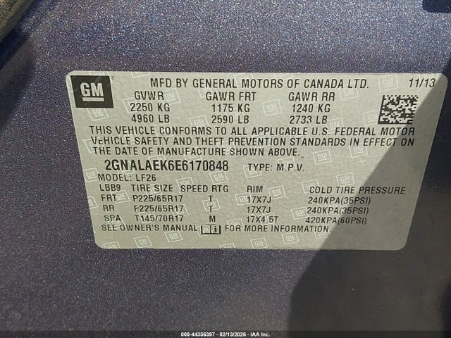 Aukcja sprzedaży 2014 Chevrolet Equinox Ls, vin: 2GNALAEK6E6170848, numer aukcji: 44356397