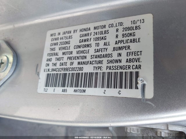 2014 Acura Tsx 2.4 მანქანა იყიდება აუქციონზე, vin: JH4CU2F89EC002280, აუქციონის ნომერი: 44356403