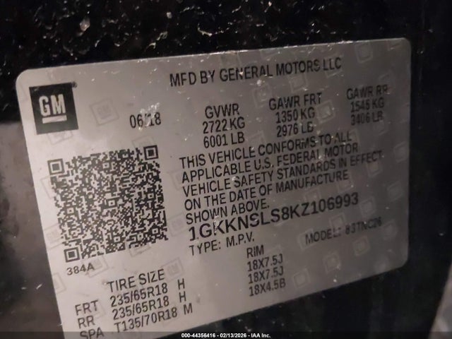 Aukcja sprzedaży 2019 Gmc Acadia Sle-2, vin: 1GKKNSLS8KZ106993, numer aukcji: 44356416