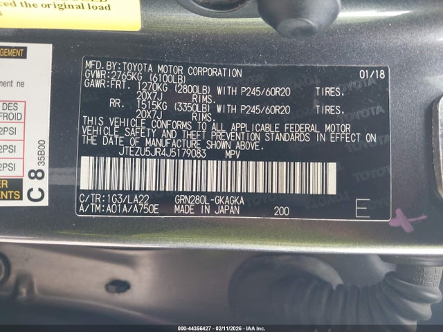 JTEZU5JR4J5179083 Toyota 4runner Limited