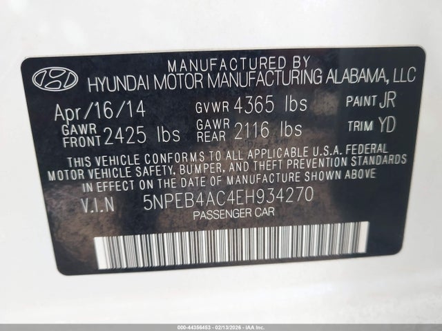 5NPEB4AC4EH934270 Hyundai SONATA GLS