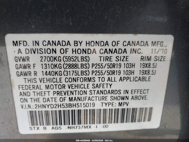 2011 ACURA MDX 2HNYD2H53BH515019 Photo 8