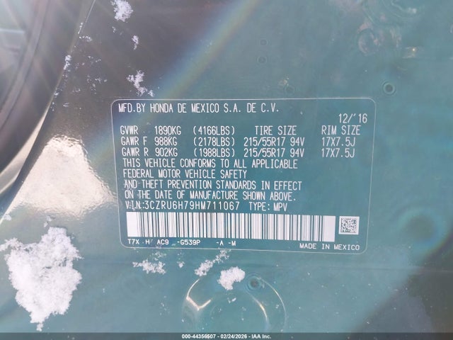 Honda Hr-v Ex-l 2017 3CZRU6H79HM711067 Image 9