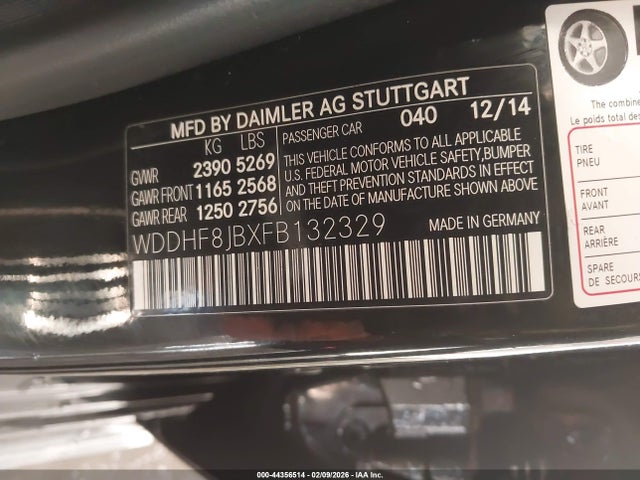 44356514 :رقم المزاد ، WDDHF8JBXFB132329 vin ، 2015 Mercedes-benz E 350 4matic مزاد بيع