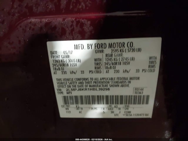 2LMPJ8KR1HBL39298 Lincoln Mkx Select