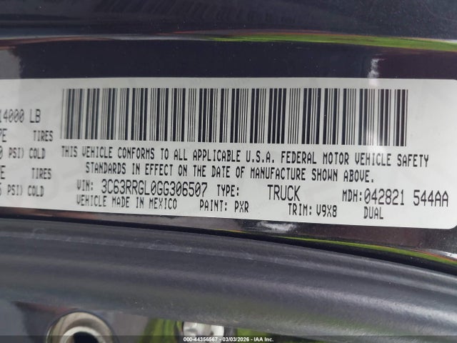 Продажа на аукционе авто 2016 Ram 3500 Tradesman, vin: 3C63RRGL0GG306507, номер лота: 44356567