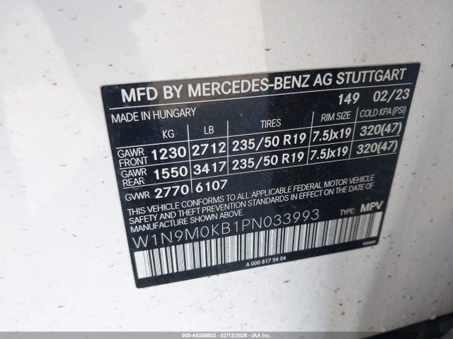 W1N9M0KB1PN033993 Mercedes-Benz Eqb 300 Suv 4matic