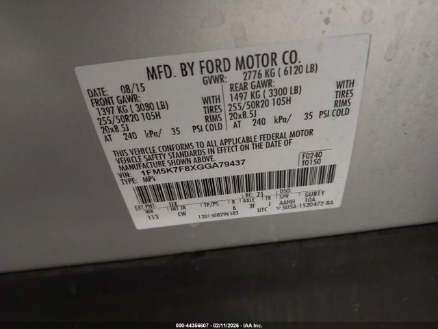 1FM5K7F8XGGA79437 Ford Explorer Limited