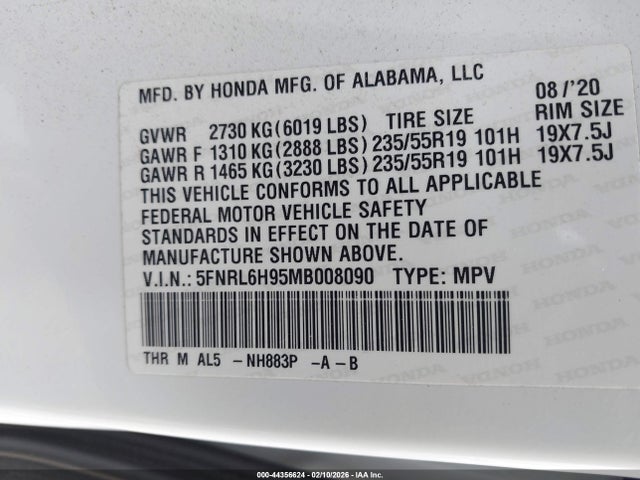 Honda Odyssey Elite 2021 5FNRL6H95MB008090 Image 9