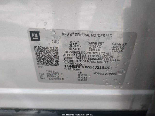 1GNERFKW2KJ218493 Chevrolet Traverse Ls