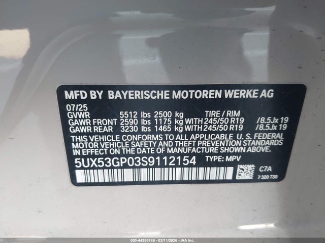 BMW X3 30 Xdrive 2025 5UX53GP03S9112154 Image 9
