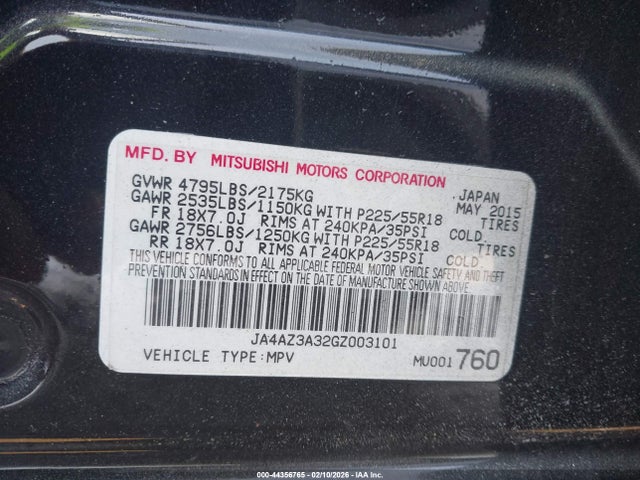 2016 MITSUBISHI OUTLANDER JA4AZ3A32GZ003101 Photo 8