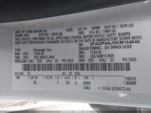Ford FIESTA S 2019 3FADP4AJ5KM164846 Image 9
