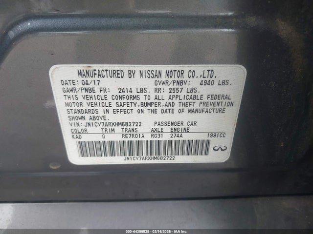 JN1CV7ARXHM682722 Infiniti Q50 2.0t Premium