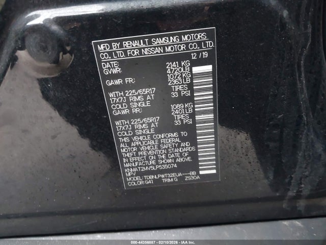 Nissan Rogue S Intelligent Awd 2020 KNMAT2MV5LP535074 Image 9