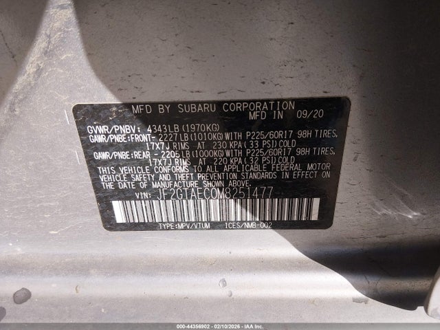 JF2GTAEC0M8251477 Subaru Crosstrek Premium