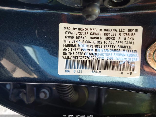 Honda CIVIC EX 2016 19XFC2F75GE239112 Image 9