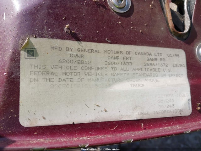 1995 CHEVROLET GMT-400 2GCEC19K1S1155669 Photo 8