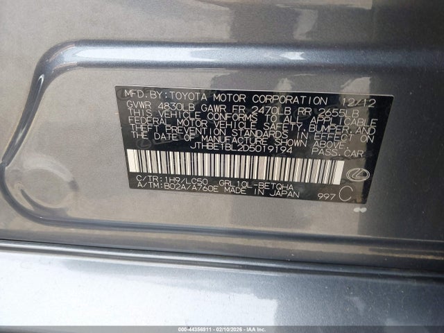 2013 Lexus Gs 350 მანქანა იყიდება აუქციონზე, vin: JTHBE1BL2D5019194, აუქციონის ნომერი: 44356911
