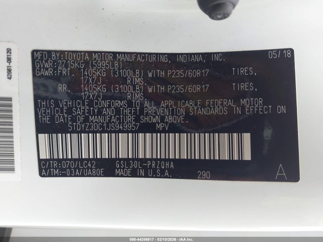 2018 TOYOTA SIENNA 5TDYZ3DC1JS949957 Photo 8