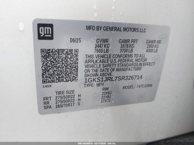 1GKS1JRL7SR326714 GMC Yukon Xl 2wd Denali