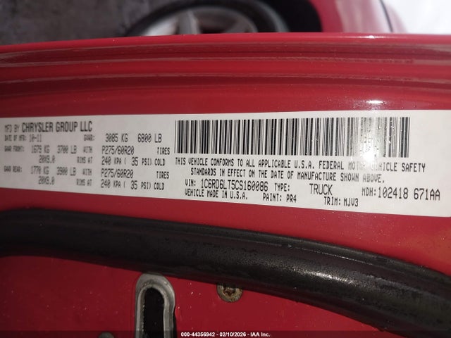 Продаж на аукціоні авто 2012 Ram 1500 Slt, vin: 1C6RD6LT5CS160086, номер лоту: 44356942