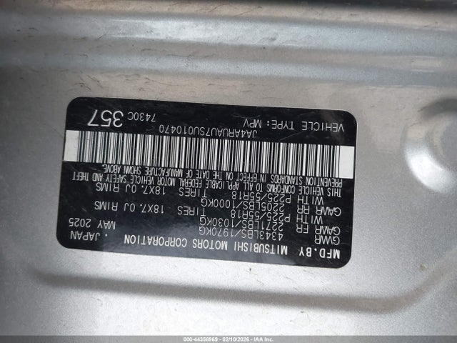 2025 MITSUBISHI OUTLANDER SPORT JA4ARUAU7SU010470 Photo 8