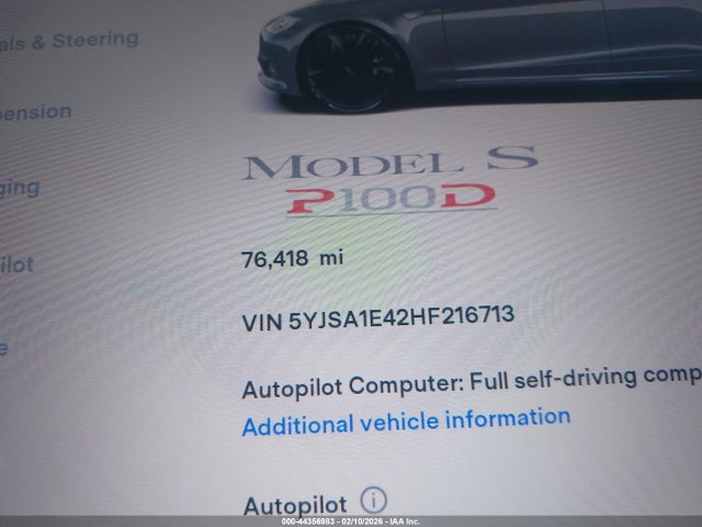 Tesla Model S 100d/60d/75d/90d/p100d 2017 5YJSA1E42HF216713 Image 16
