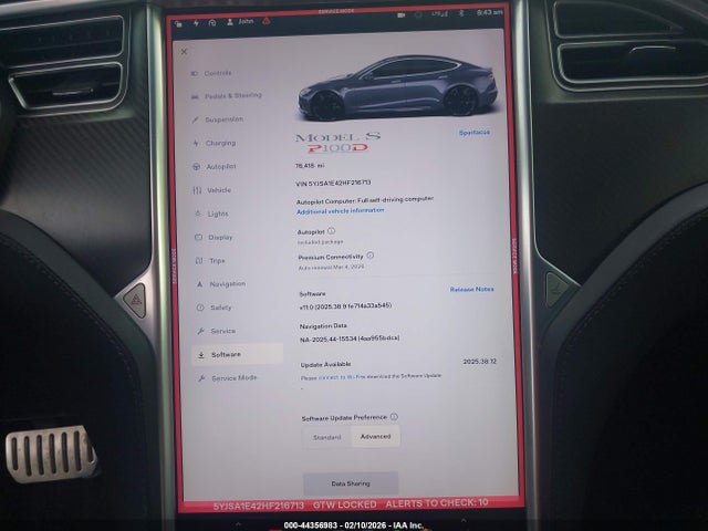 Tesla Model S 100d/60d/75d/90d/p100d 2017 5YJSA1E42HF216713 Image 19