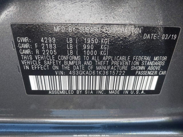 4S3GKAD61K3615722 Subaru Impreza 2.0i Premium
