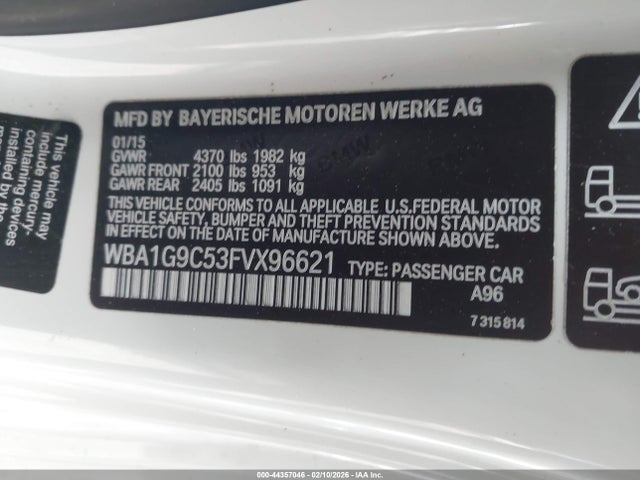 Продажа на аукционе авто 2015 Bmw 228i, vin: WBA1G9C53FVX96621, номер лота: 44357046