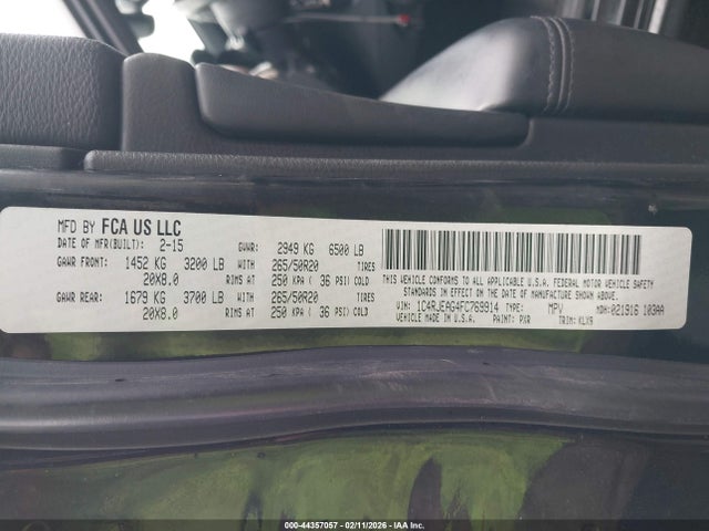 Продаж на аукціоні авто 2015 Jeep Grand Cherokee Altitude, vin: 1C4RJEAG4FC769914, номер лоту: 44357057
