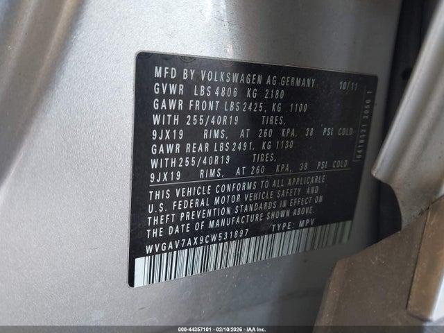 2012 VOLKSWAGEN TIGUAN WVGAV7AX9CW531897 Photo 8