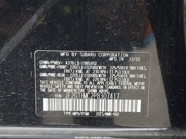 Subaru Crosstrek Limited 2023 JF2GTHMC2P8307417 Image 9