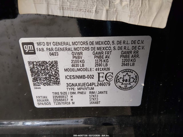 3GNAXUEG4PL246079 Chevrolet EQUINOX LT