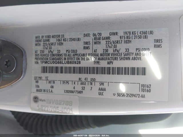 Ford ESCAPE SE 2020 1FMCU0G66LUB80928 Image 9