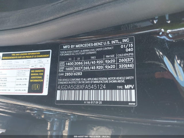 Mercedes-Benz Ml 400 4matic 2015 4JGDA5GBXFA545124 Image 9