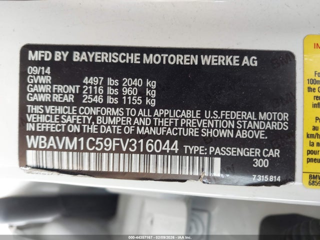 WBAVM1C59FV316044 BMW X1 Sdrive28i