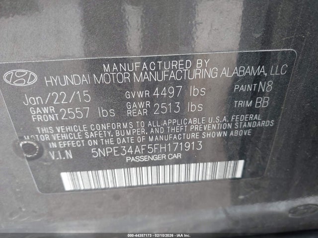 5NPE34AF5FH171913 Hyundai Sonata Limited