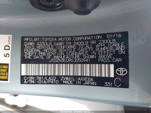 JTDZN3EU9GJ050941 Toyota Prius V Four