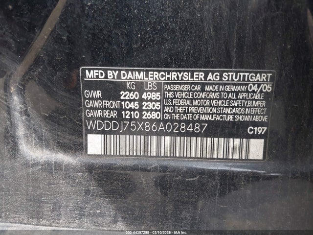 2006 MERCEDES-BENZ CLS 500 WDDDJ75X86A028487 Photo 8