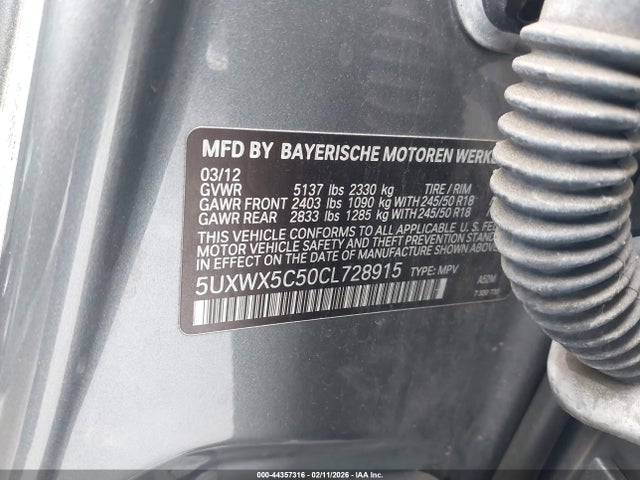 2012 BMW X3 5UXWX5C50CL728915 Photo 8