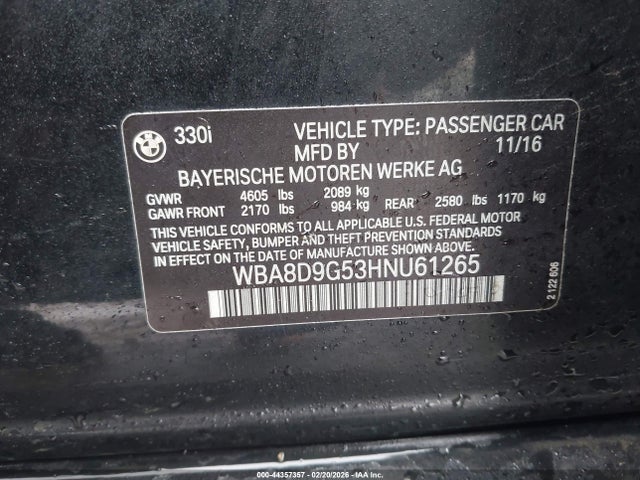 WBA8D9G53HNU61265 BMW 330i Xdrive