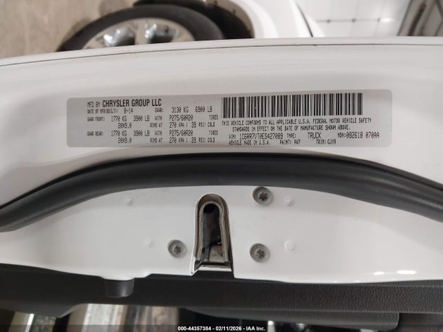 Продажа на аукционе авто 2014 Ram 1500 Laramie, vin: 1C6RR7VT0ES427089, номер лота: 44357384