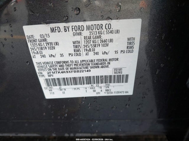 2FMTK4K9XFBB22149 Ford Edge Titanium