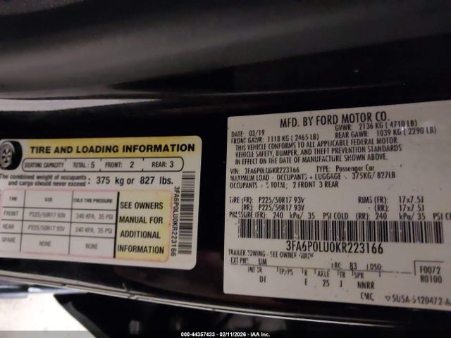 Ford Fusion Hybrid Se 2019 3FA6P0LU0KR223166 Image 17