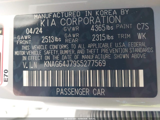 Продажа на аукционе авто 2025 Kia K5 Gt-line, vin: KNAG64J79S5277569, номер лота: 44357483